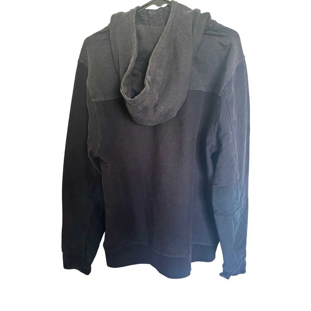 Vintage J. Crew Mens The Sporting Life Colorblock Henley Hoodie Black Gray Large - Picture 4 of 5